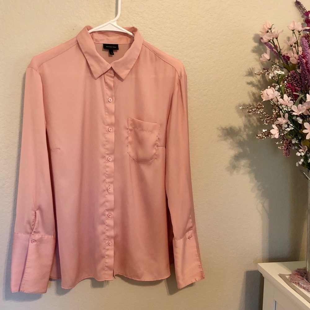 Who What Wear Large Long Sleeve Pink Blouse